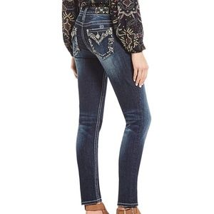 Miss Me Border Print Embellished Skinny Jeans